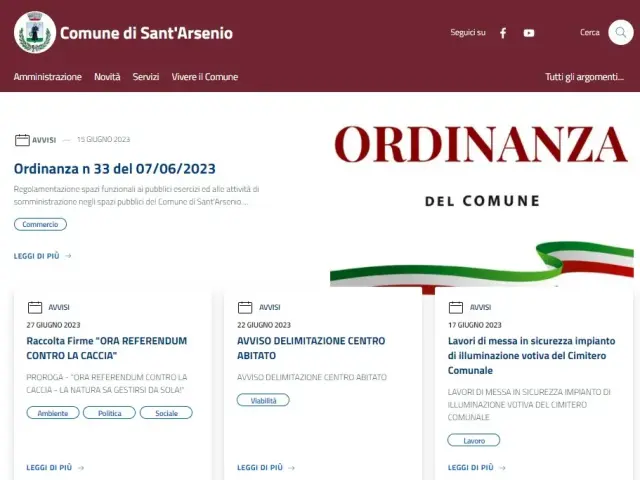 Nuovo sito internet del Comune di Sant’Arsenio. Al via l’App “Municipium” che agevola il rapporto tra il cittadino e l’Ente